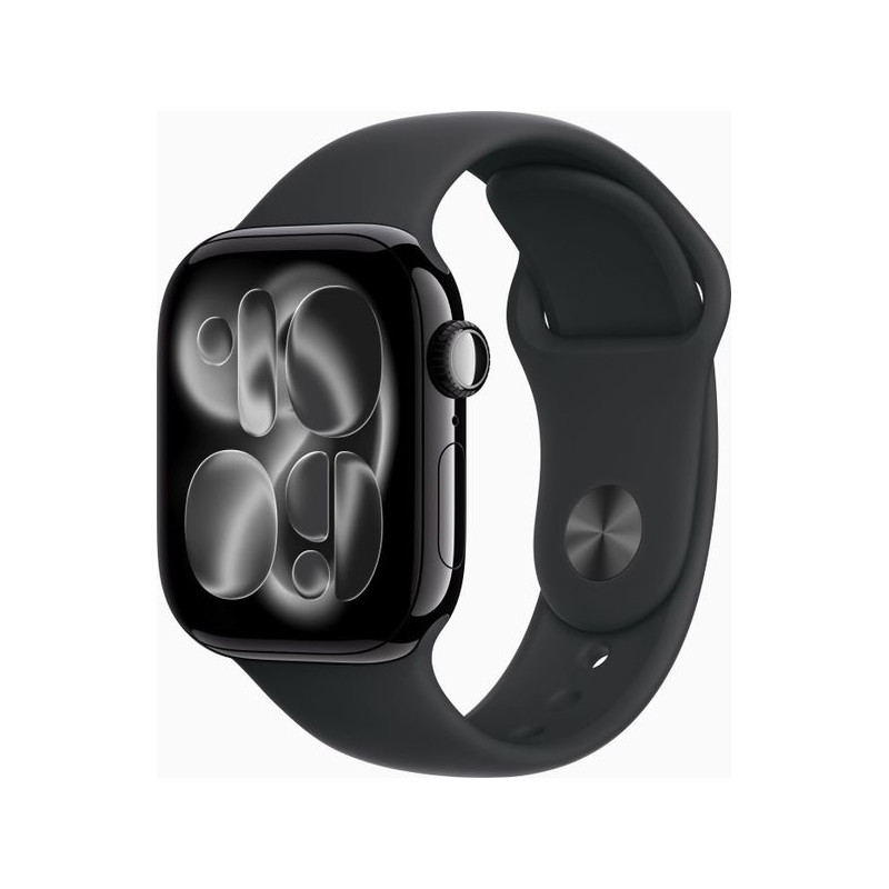 Apple Watch 11 42mm Aluminium Jet Black avec Black Sport Band M/L MEQU4